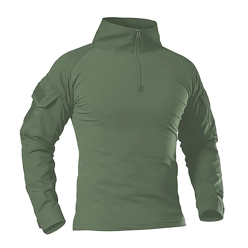 Outdoor Tactical Hiking T-Shirts Men Combat Military Army CP Camouflage Long Sleeve Hunting Climbing Shirt Cotton Sport Clothes