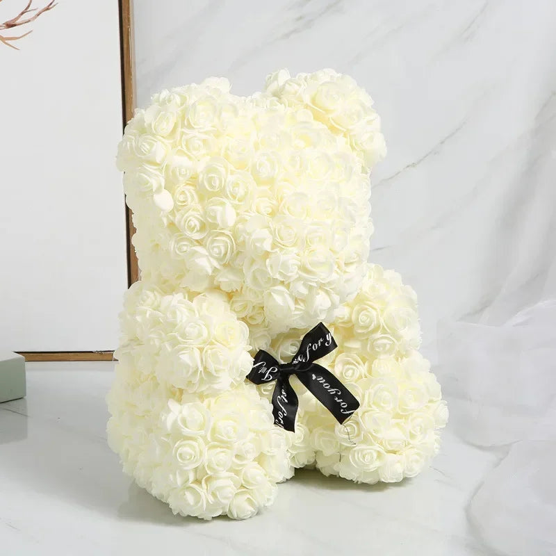 Artificial Rose Bear Flower Valentine's Day Gift Birthday Anniversary Gift with DIY Gift Box Packaging Wedding Decoration