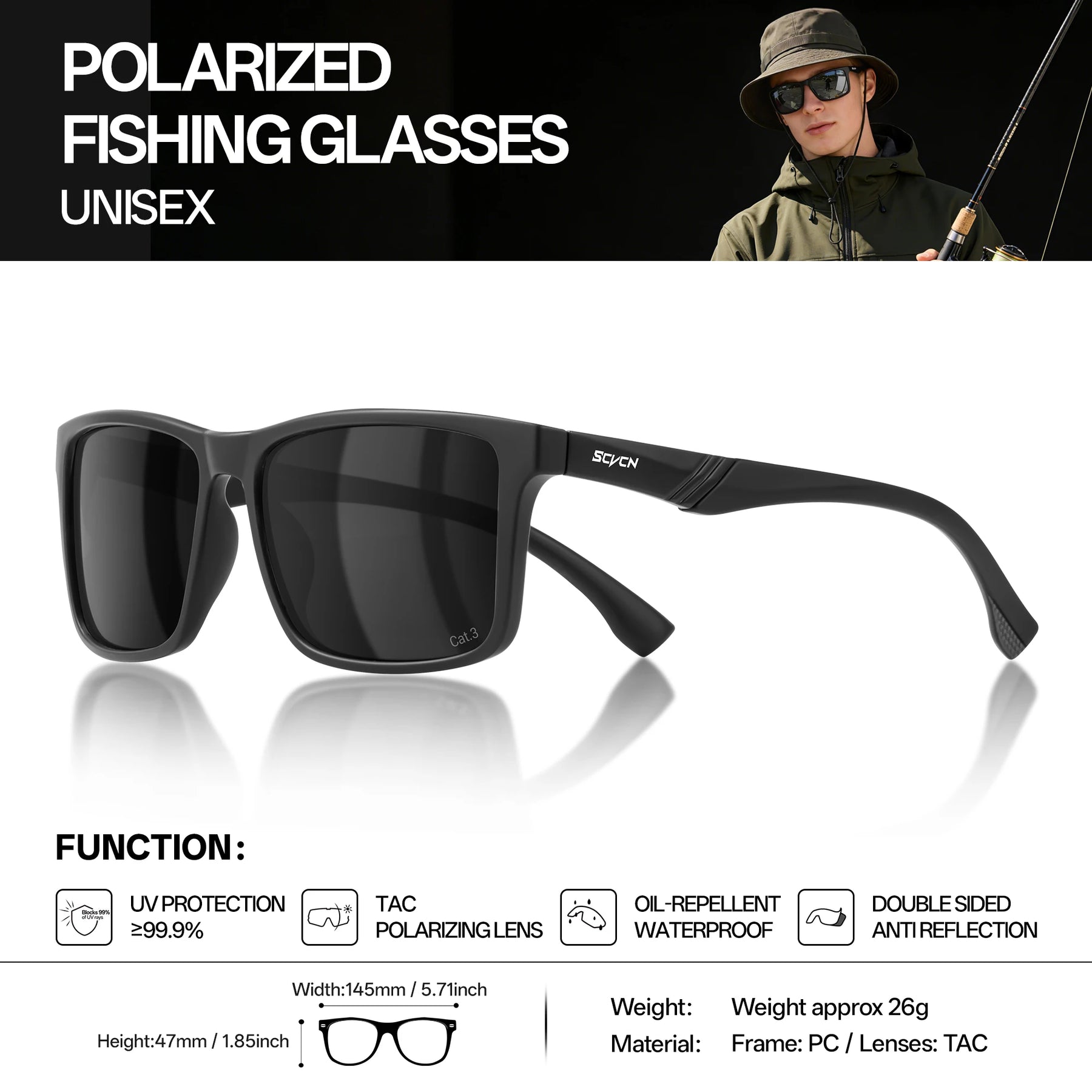 SCVCN Fishing Polarized Sunglasses Outdoor Sport Photochromic Glasses Men Outdoor Cycling Bike UV400 Protective Hiking Goggles CB DROPSHIPPING