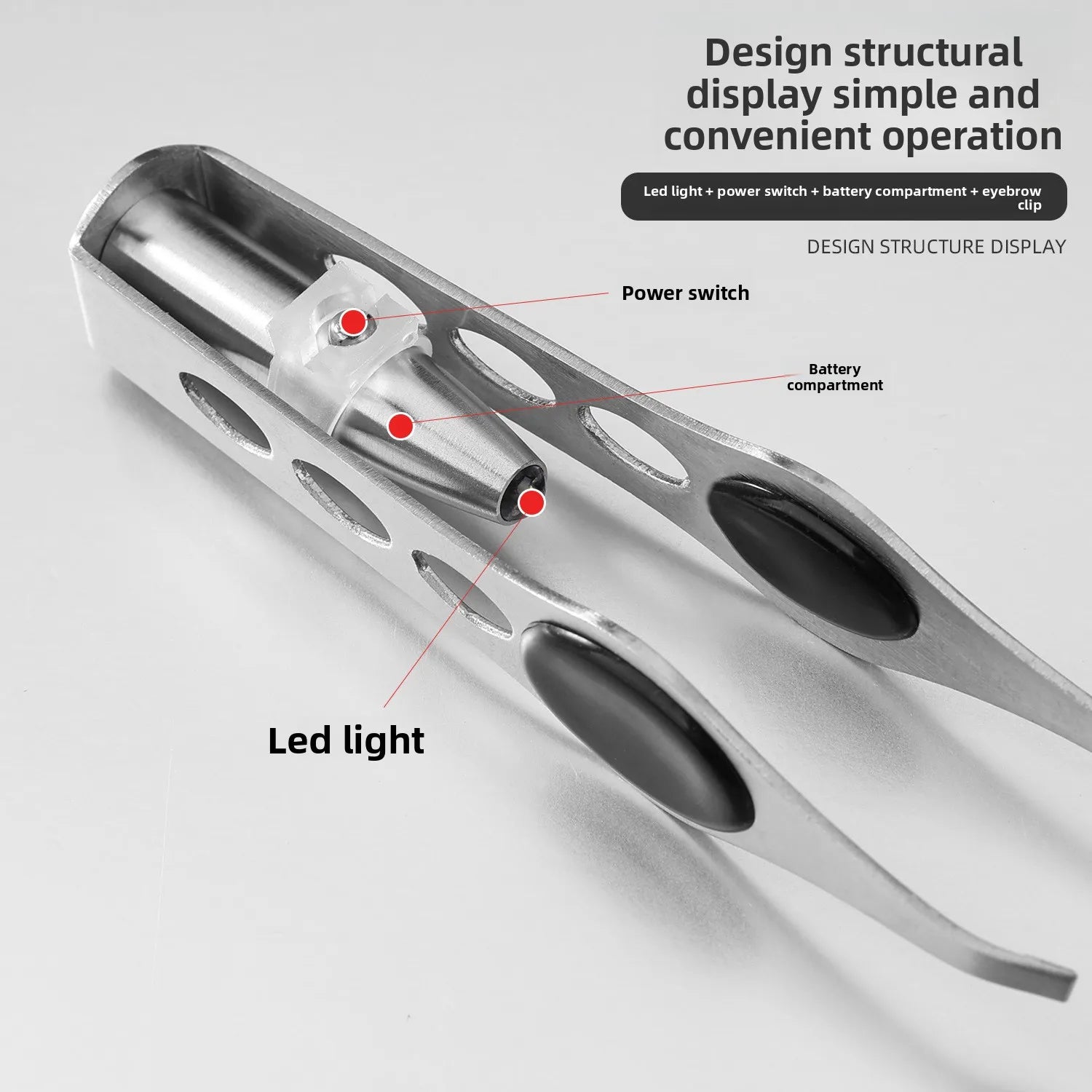 1pcs Hot Sales Portable Stainless Steel Button Cell Smart Design Eyebrow Hair Remove Tweezer with LED Light Makeup Tool CB DROPSHIPPING