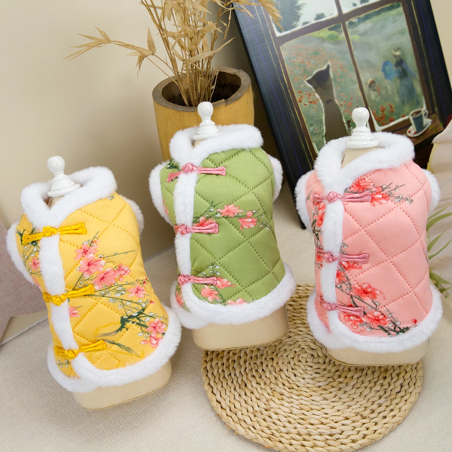 New Year Chinese Style Pet Dog Tang Suit  Warm Pet Vest Clothes Festival Small Dogs Winter Jacket Dog Costume Outfits CB DROPSHIPPING