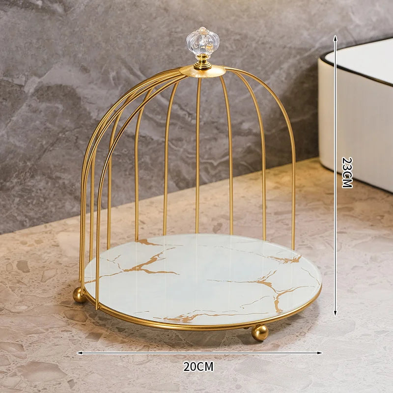 Creative Wrought Iron Cosmetics Lipstick Skincare Products Shelf Desktop Decoration Ornament Bathroom Kitchen Birdcage Shelf