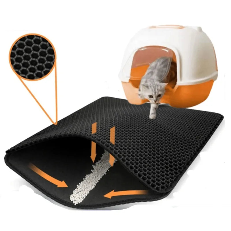 Cat Litter Mat Non Slip Big Pet Litter Box Filter Mat Double Layer Wear Resistant Waterproof Cat Litter Mat Pet Clean Supplies CB DROPSHIPPING