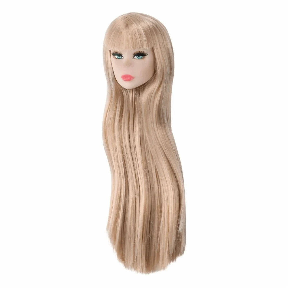 European Face Doll Head Long Hair White Normal Tan Skin Practice Makeup Head Fashion Doll Head for 11.5 Inch BJD Doll Body