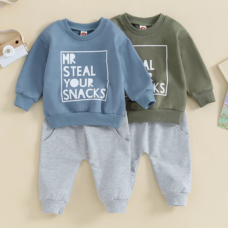 2PCS Toddler Boys Clothes Sets Long Sleeve Letter Print Sweatshirt Tops and Drawstring Pants Spring Fall lSets CB DROPSHIPPING