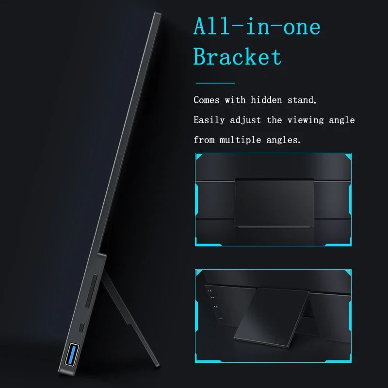 15.6 Inch 2K 144hz Touchscreen Portable Monitor 2560*1440P HDR 100%sRGB FreeSync 1ms IPS Screen With Hidden Stand Gaming Display CB DROPSHIPPING