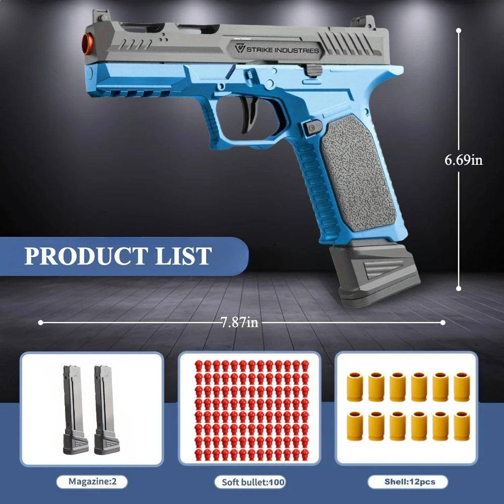 P320 Shell Throwing Continuous Firing Blowback Soft Bullet Toy Gun Outdoor Sport Shooting Game Christmas Gift for Children