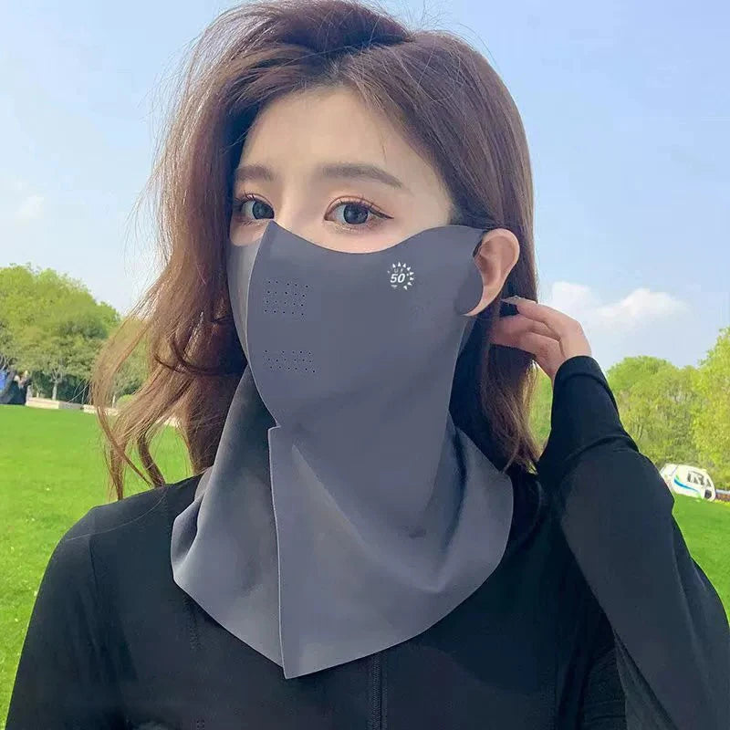 Women Sunscreen Veil Summer Neck Face Mask UV Protection Breathable Ice Silk Sun Protection Masks Veils Outdoor Sport Face Cover