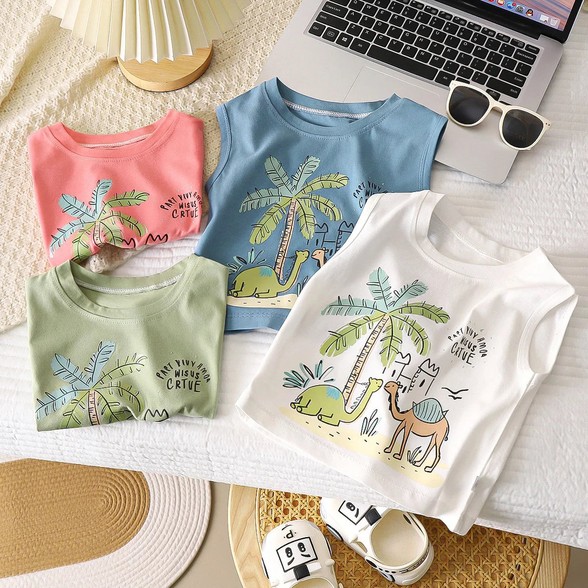 Kids Cartoon Tank Sleeveless Top Children Breathable Cotton T-shirt Vest Summer New Fashion Clothing CB DROPSHIPPING