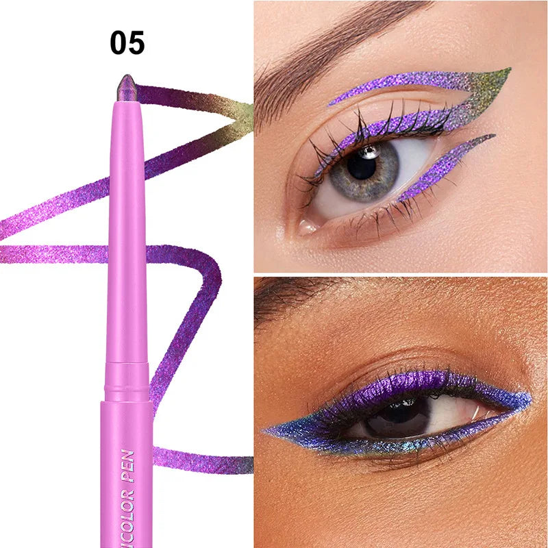 Pearlescent Aurora Purple Eyeliner Pen Chameleon Metallic Eye Liner Shiny Eyeshadow Lying Silkworm Green Blue Makeup Pigment CB DROPSHIPPING