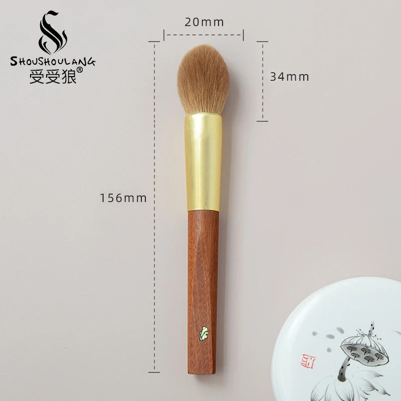 Soft Saibikoho Goat Hair Makeup Brush 1PC Shoushoulang High-end Hand Crafted Blush Contour Brush Rosewood Handle Makeup Brush