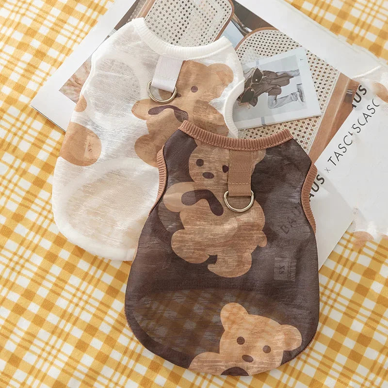 Dog Pet Sleeveless Mesh Bear Traction Vest Cat Breathable Thin Teddy Pet Dog Cooling Vest for Dogs Clothes CB DROPSHIPPING