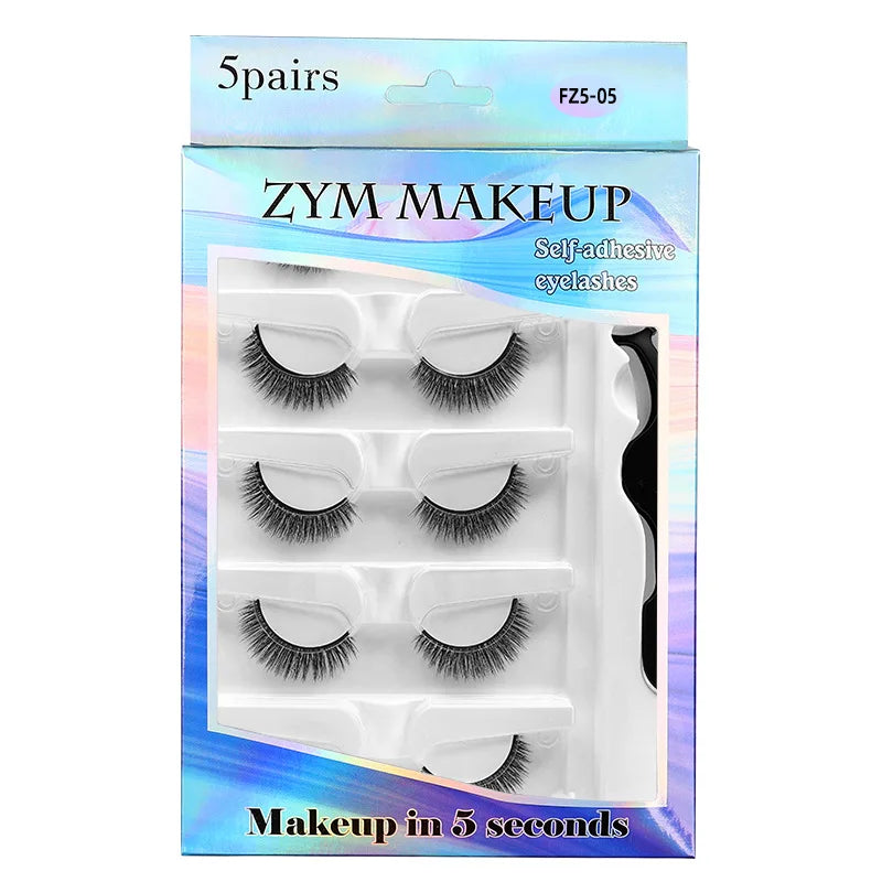 5 Pairs Glue-free Self-adhesive Eyelashes 3D Natural False Eyelash One Step Application Easy To Remove Eye Makeup Wholesale CB DROPSHIPPING