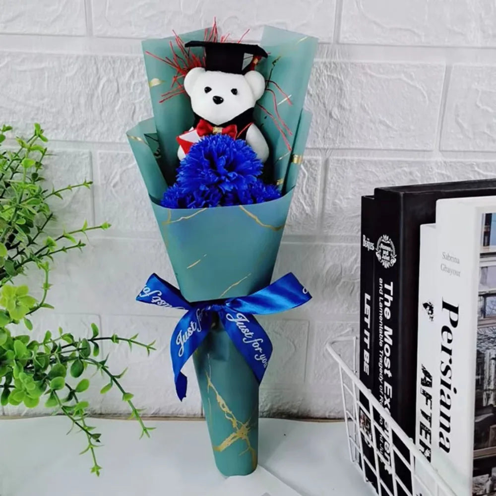 Sunflower Bear Bouquet Bouquet Decoration Rose Sunflower Soap Flower Plush Toy Birthday Party Cartoon Lovely Bear