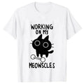 Fitness Cat Print T-shirts for Women Men Summer Casual Fashion Funny Streetwear Tops Loose Crew Neck Short Sleeve T-shirts
