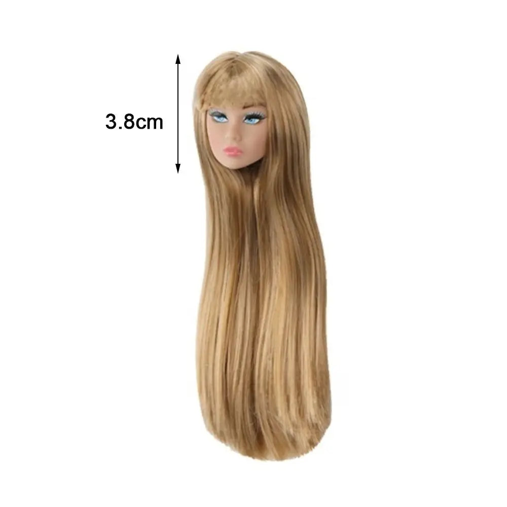 European Face Doll Head Long Hair White Normal Tan Skin Practice Makeup Head Fashion Doll Head for 11.5 Inch BJD Doll Body