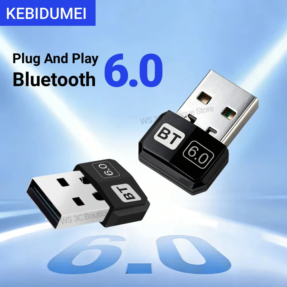KEBIDUMEI USB Bluetooth 6.0 Adapter Bluetooth 5.4 Dongle for PC Win 11/10/8.1 Bluetooth Receiver&Transmitter for Keyboard/Mouse CB DROPSHIPPING