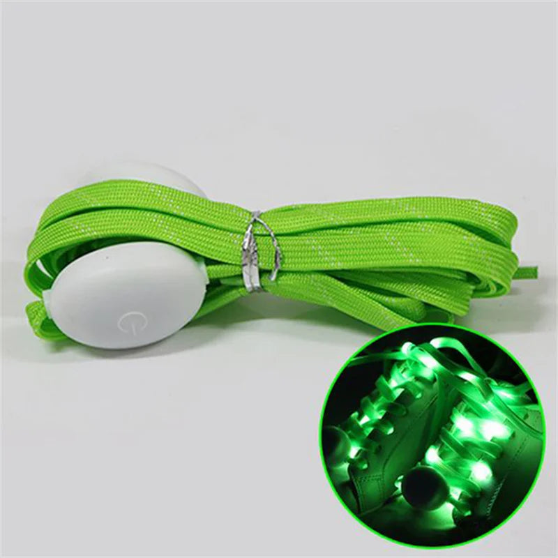 2Pcs LED Sport Luminous Shoelaces Glow Shoe Strings Round Flash Light Shoelaces Batteries No Tie Lazy Shoe Laces Party Decor