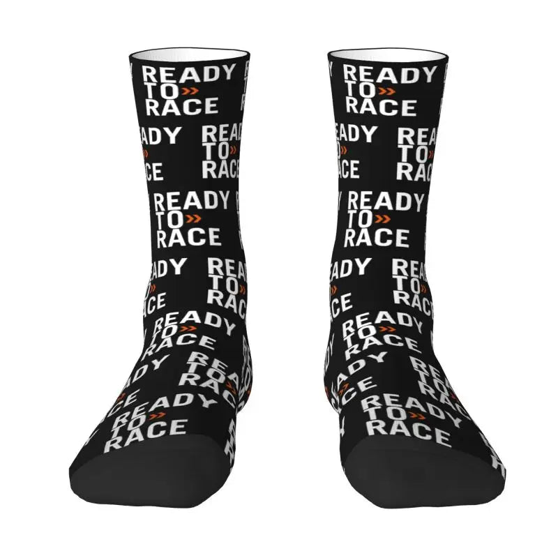 Custom Ready To Race Logo Crew Socks Unisex Cool 3D Print Racing Sport Motorcycle Rider Dress Socks