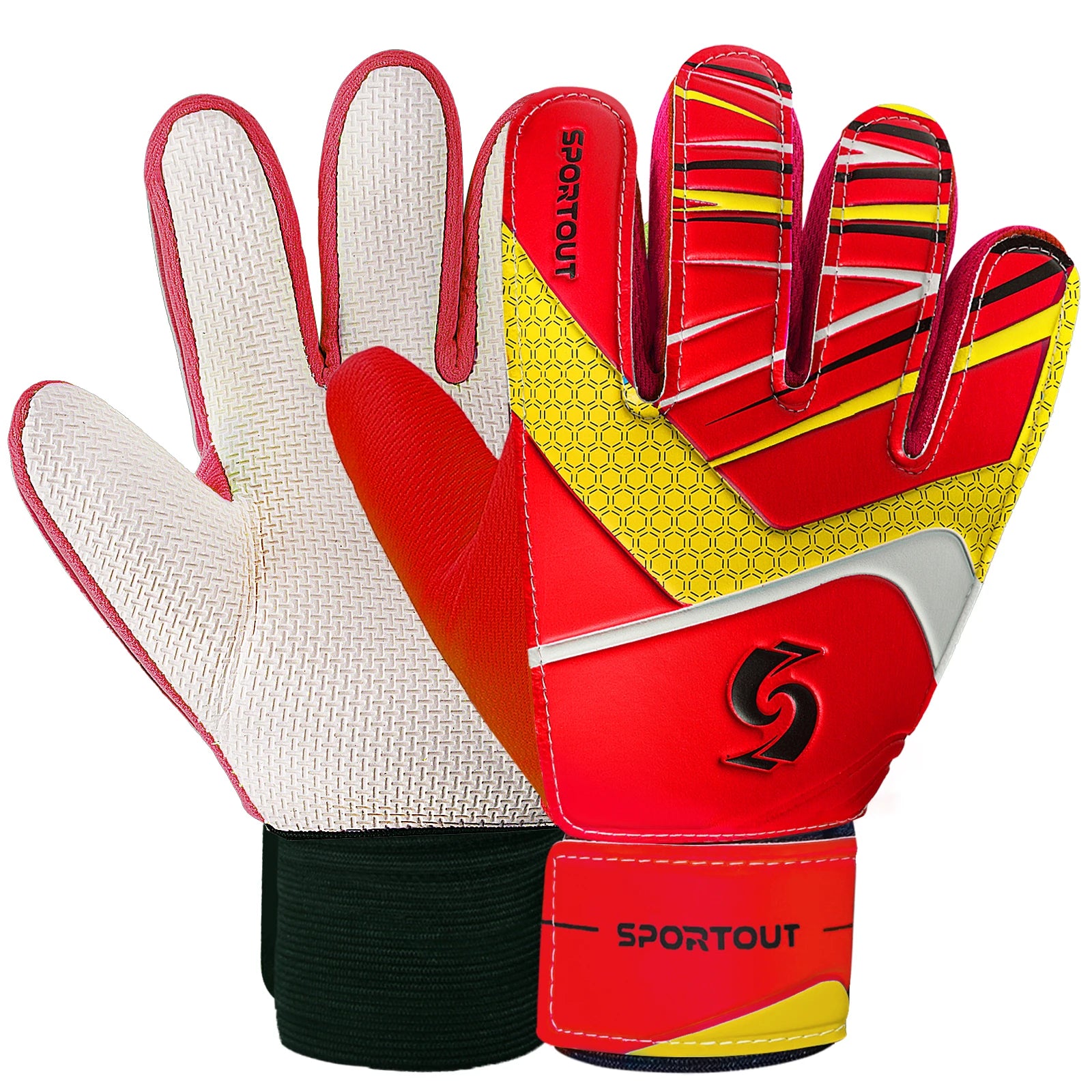 Sportout Kids Goalkeeper Gloves, Soccer Gloves with Double Wrist Protection and Non-Slip Wear Resistant Latex Material CB DROPSHIPPING