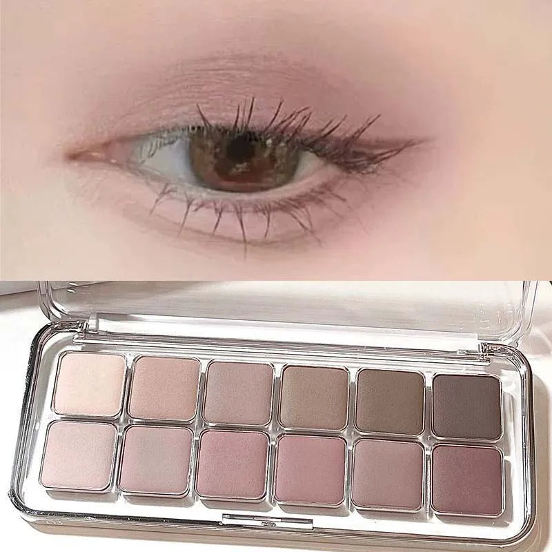 Eye Contour Makeup 12color Eyeshadow Palette Soft Matte Grey Pink Eyeshadow High Pigment Wine Red Brown Eye Shadow for Daily Use CB DROPSHIPPING
