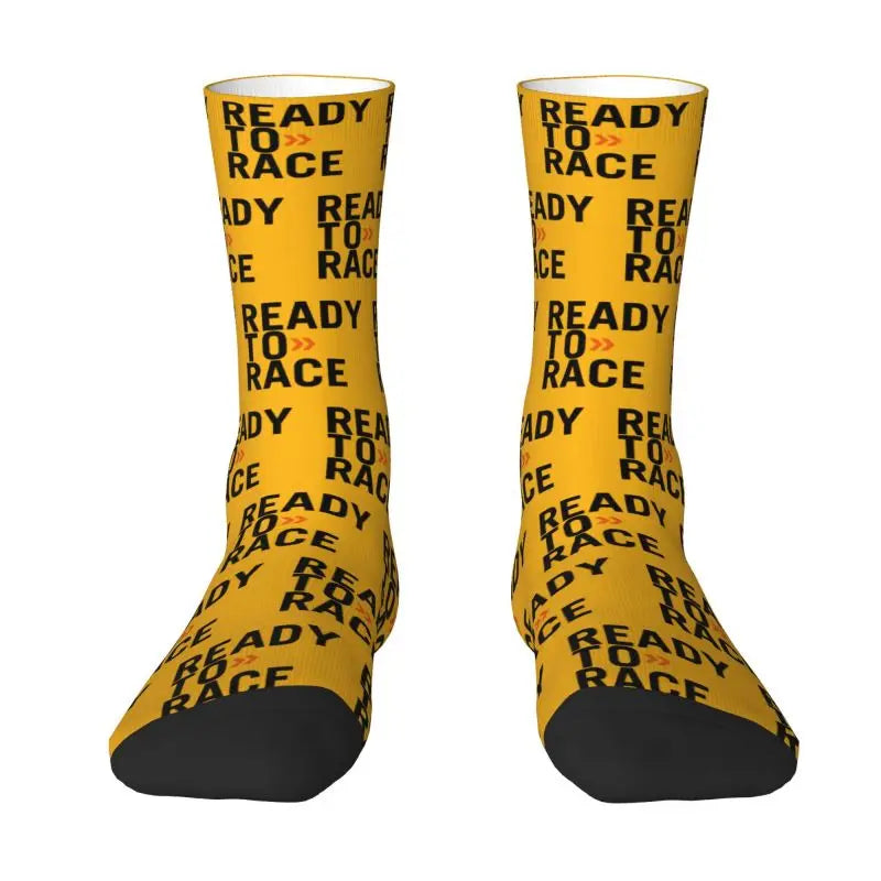 Custom Ready To Race Logo Crew Socks Unisex Cool 3D Print Racing Sport Motorcycle Rider Dress Socks