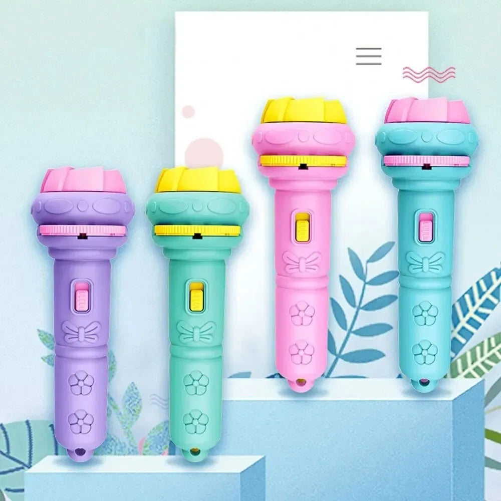 10 Cards Cartoon Projection Flashlight 80 Patterns Creative Children Flashlight Toy Projector Baby Toys Bedtime Story Book Toy CB DROPSHIPPING