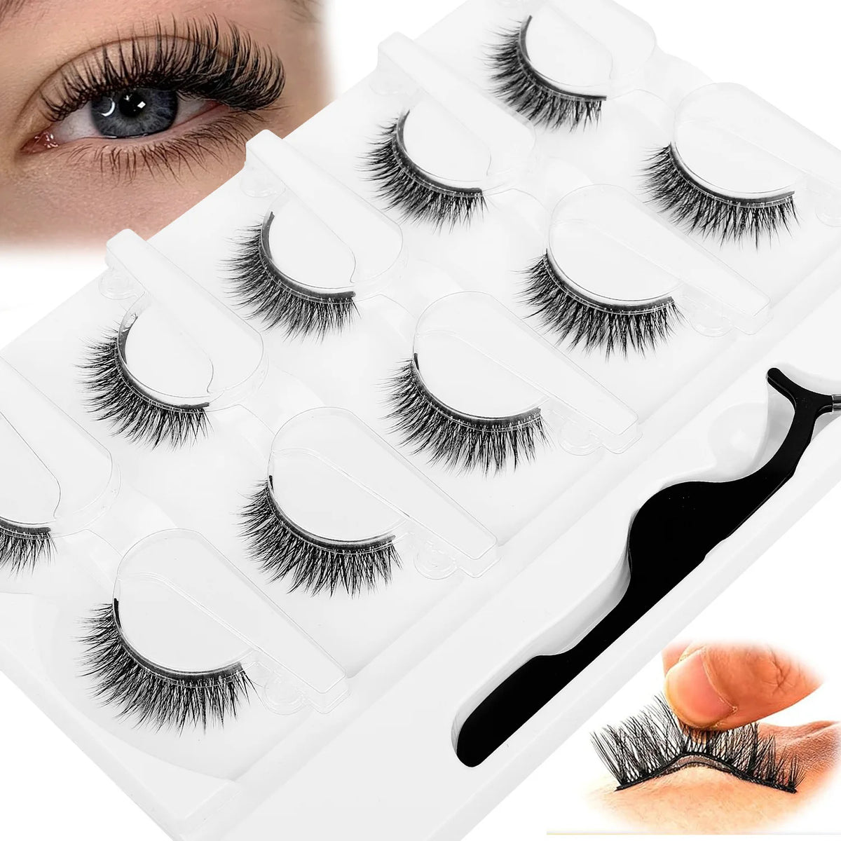5 Pairs Glue-free Self-adhesive Eyelashes 3D Natural False Eyelash One Step Application Easy To Remove Eye Makeup Wholesale CB DROPSHIPPING