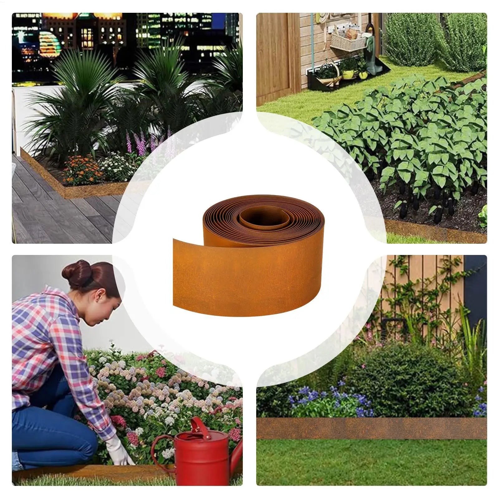 Garden Border Edging Protective Cuttable Weatherproof Steel Lawn Edging and Landscape Border for Indoor Greenhouse Yard Patio