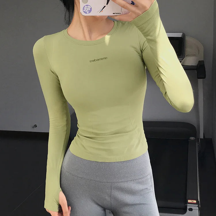 Fitness Tops Women Tight Sports Long Sleeve Yoga Clothing Running Training Clothes Gym Workout Shirt Comfortable Training Cloth CB DROPSHIPPING
