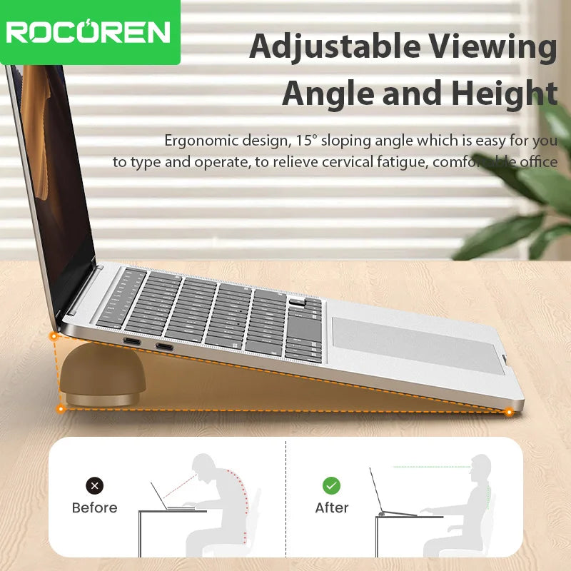 Rocoren Laptop Stand Notebook Accessories Laptop Mushroom Holder Magnetic Mini Cooler Stand for Macbook Pro Air Support Bracket CB DROPSHIPPING