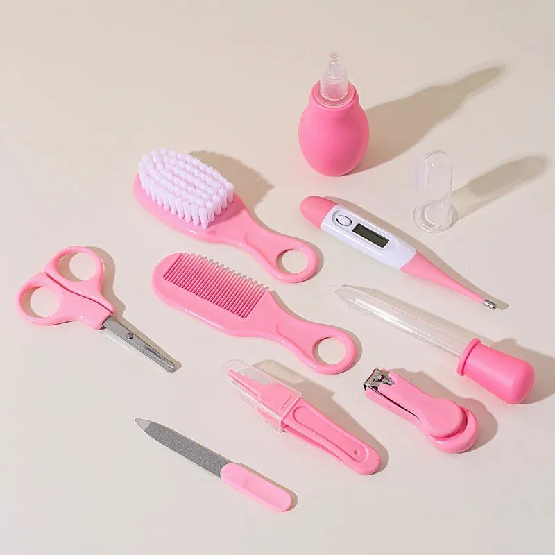 10-in-1 Baby Care Kit: Newborn Grooming Set (Nail Clippers/Brush/Thermometer) for Infant (Pink/Blue) CB DROPSHIPPING