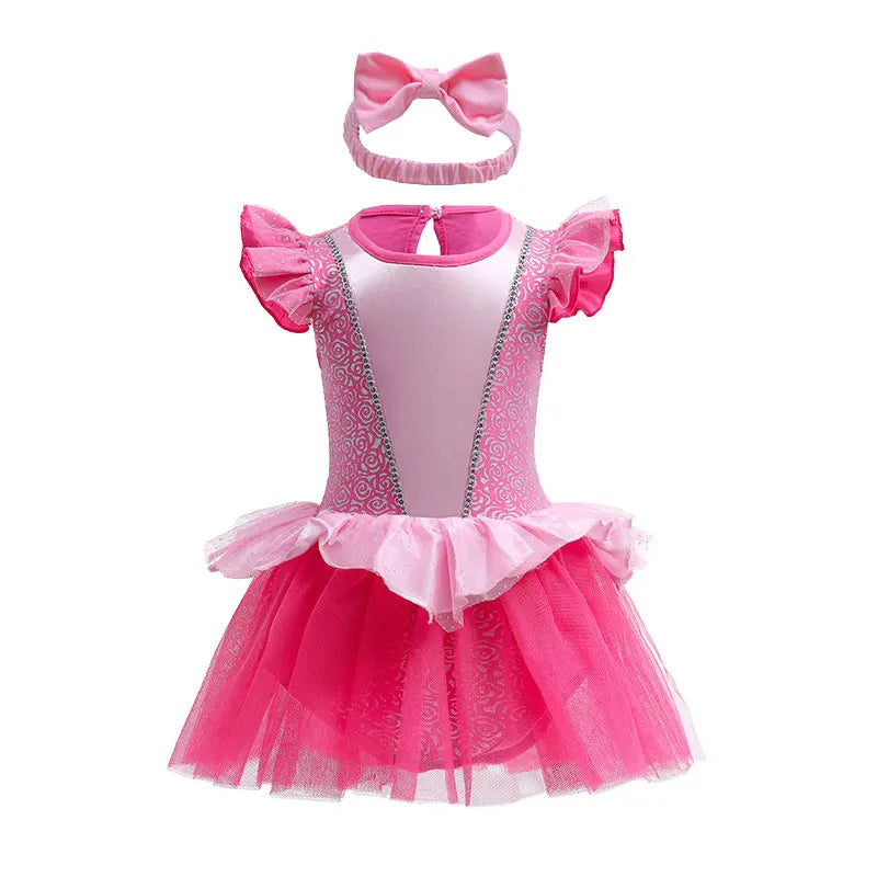 Baby Girls Costumes Kid Romper Tutu Dress with Headband Infant Baby Girl Princess Alice Clothes Aurora Belle Dress Party Costume CB DROPSHIPPING