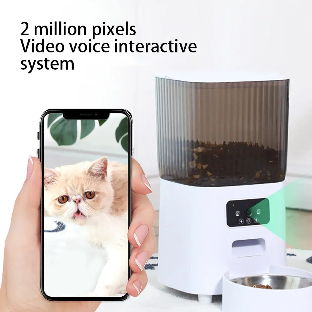 5L Double Bowls Smart Automatic Cat Feeder With Camera Cat Dry Food Video Dispenser Pet Smart Voice Recorder Auto Feeder For Dog CB DROPSHIPPING