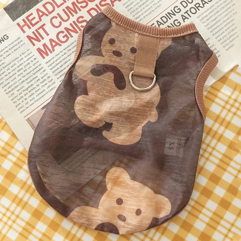 Dog Pet Sleeveless Mesh Bear Traction Vest Cat Breathable Thin Teddy Pet Dog Cooling Vest for Dogs Clothes CB DROPSHIPPING