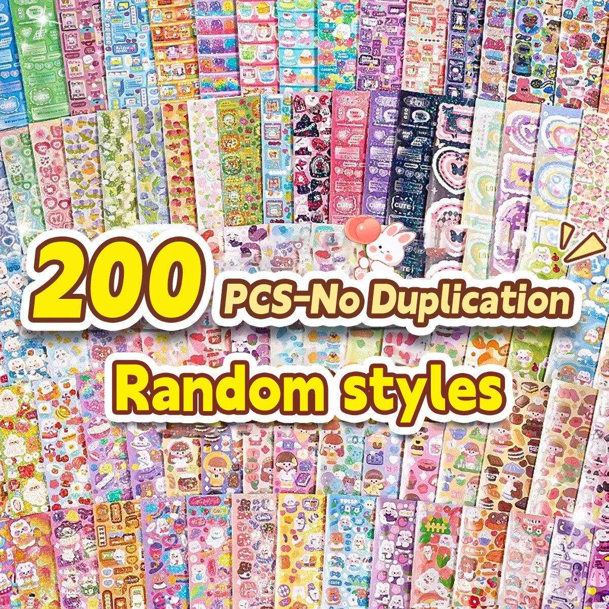 20-200 PCS Cute Stickers Goo Card Kawaii Cartoon Laser Sticker No repeat for Diary DIY School Students Decoration Stationery CB DROPSHIPPING