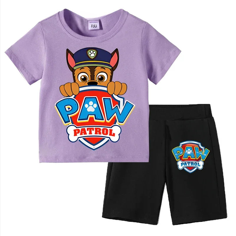 Paw Patrol Kids Set Boys Short Sleeve T-Shirt Top+Shorts 2-Piece Outfits Boys Cartoon Suit 3-8Years Children Clothes For Summer CB DROPSHIPPING