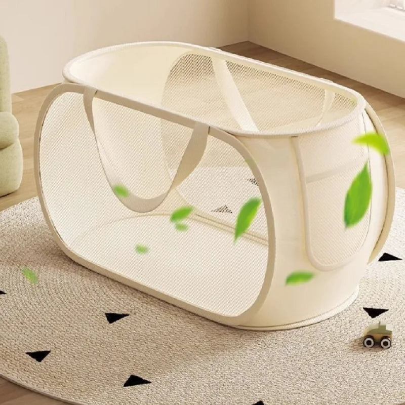 Foldable Mesh Toy Storage Basket, Large Breathable Mesh Laundry Hamper with Handles, Vertical & Horizontal Dual Styles Kids Toy CB DROPSHIPPING