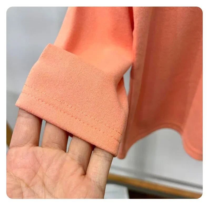 Winter Baby Warm Top Boys Girls Velvet Inner Solid Color Bottom Children's Half High Collar Long Sleeve T-shirt Kids Clothes CB DROPSHIPPING