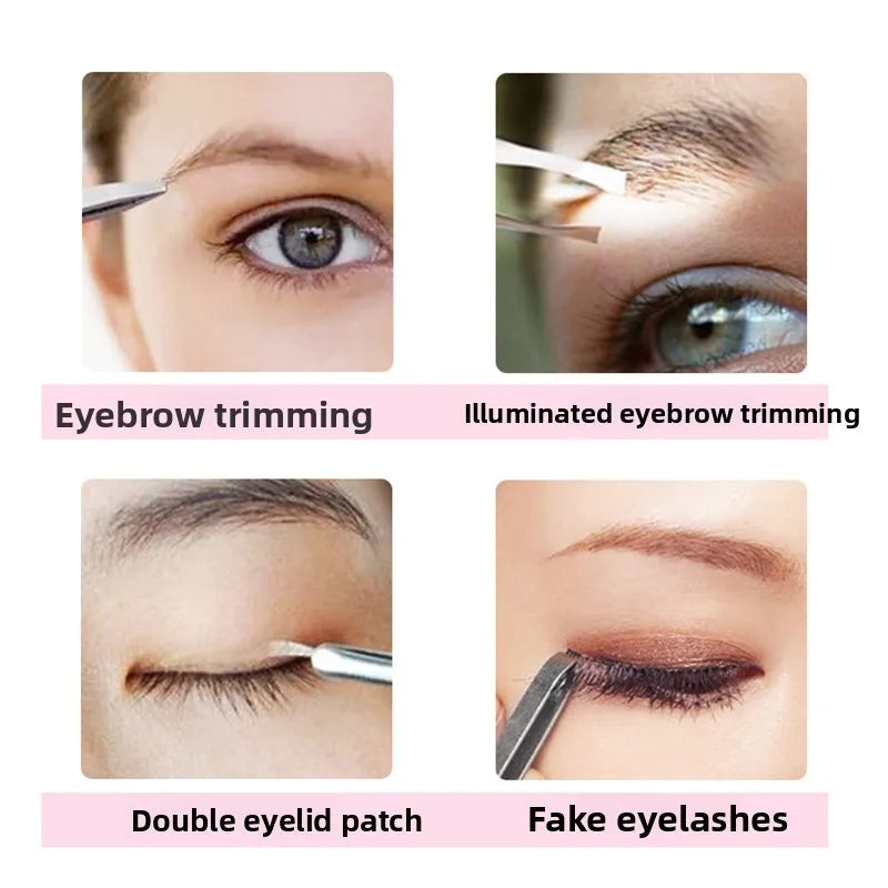 1pcs Hot Sales Portable Stainless Steel Button Cell Smart Design Eyebrow Hair Remove Tweezer with LED Light Makeup Tool CB DROPSHIPPING
