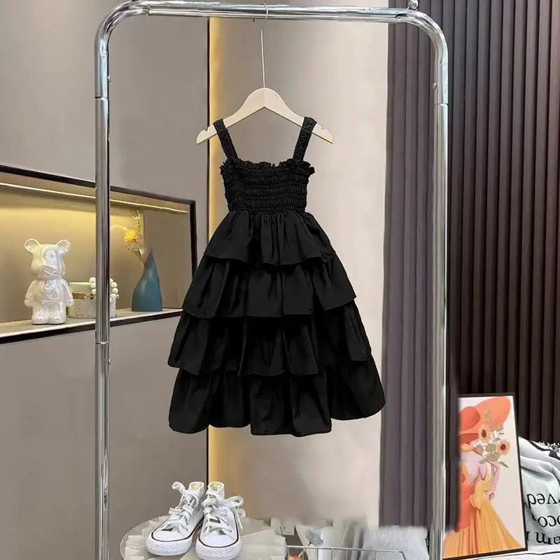 2026 Summer Girls Tiered Dress Sleeveless Strap Sundress Kids Ruffle Layered Casual Beach Party Princess Dress for 3-12 Years CB DROPSHIPPING
