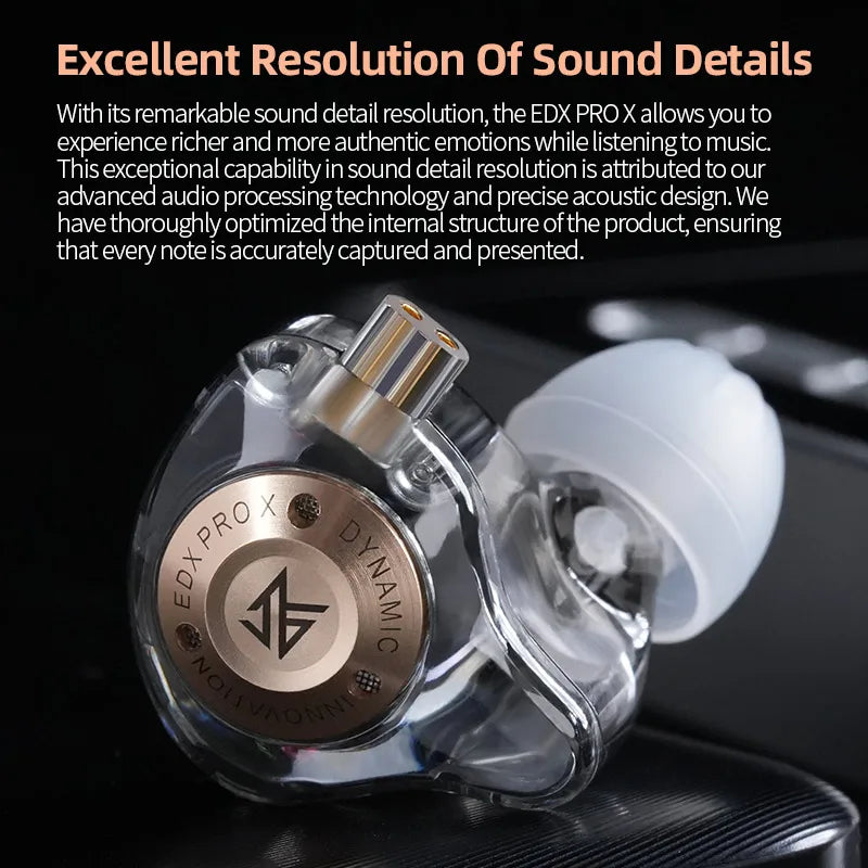 KZ EDX PRO X Dynamic Drive Earphone HIFI Bass Earbud Gaming Sport Music Noise Cancelling Headset Detachable Cable