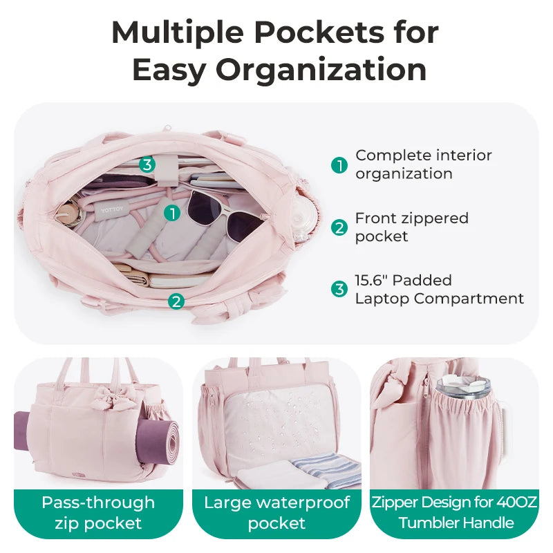 BAGSMART Large Capacity Tote Bag for Women Versatile Commuting Handbag Messenger Multiple Pockets Shoulder Sport Bag