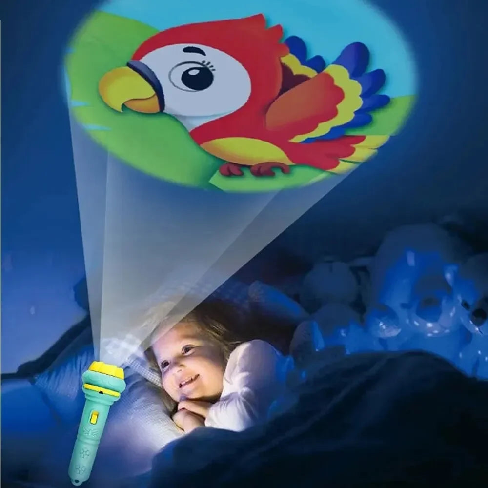 10 Cards Cartoon Projection Flashlight 80 Patterns Creative Children Flashlight Toy Projector Baby Toys Bedtime Story Book Toy CB DROPSHIPPING