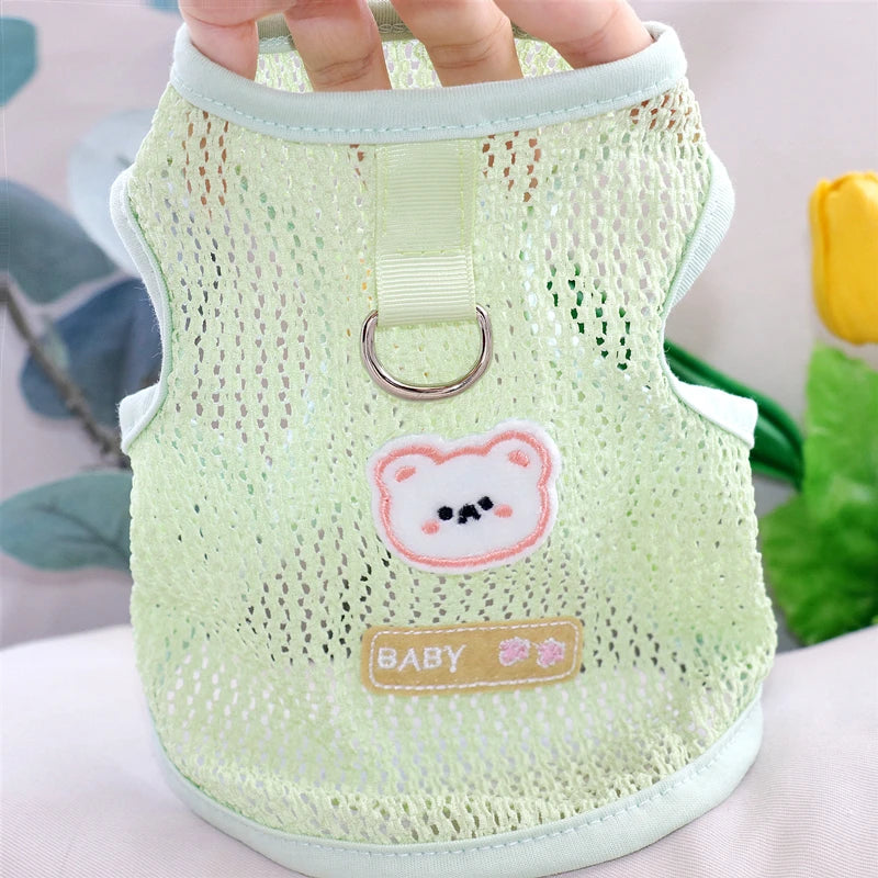 Cute Dog Cooling Vest Solid Breathable Mesh Thin Dog Summer Clothes Chihuahua Bichon Pet Clothing Cat T Shirts Puppy Undershirt