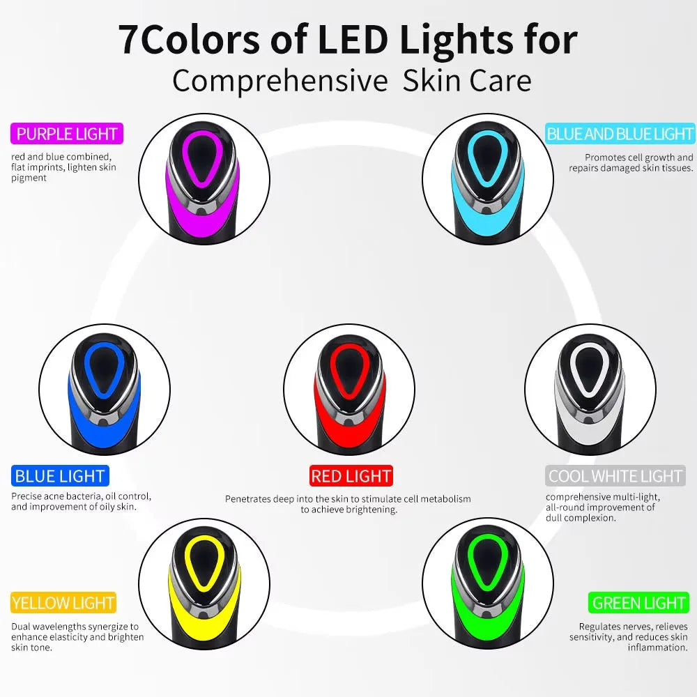 NEW Booster Pro Led Facial Light Therapy 7 Colors Eye Beauty Wand Red Light Eye Massager for Skincare & Blue Rejuvenation Tool