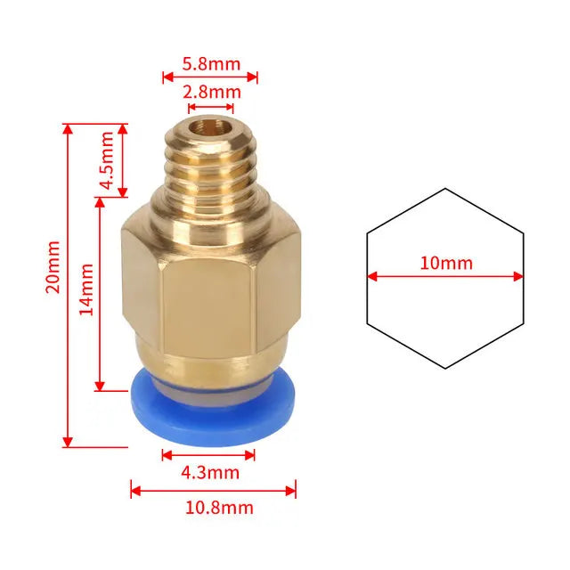 10Pcs PC4-M6 PC4-M10 PC6-01 Pneumatic Fitting PC4-M10 for Creality Ender 3/3 Pro/3 V2 Ender 5/5Pro/5 Plus CR-10 3D Printer Parts CB DROPSHIPPING