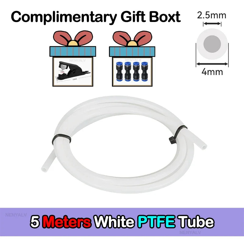 For Bambu Lab Ptfe Tube 2 5mm 4mm P1S P1P AMS A1 Mini 3D Printer Teflonto Pipe X1C Bambulab Ptfe Tube 5m/10m White Grey AMS LITE CB DROPSHIPPING