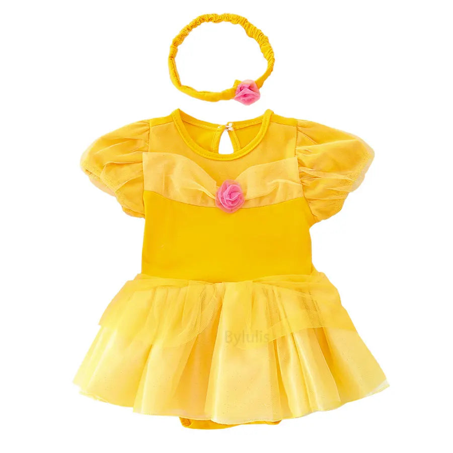 Baby Girls Costumes Kid Romper Tutu Dress with Headband Infant Baby Girl Princess Alice Clothes Aurora Belle Dress Party Costume CB DROPSHIPPING