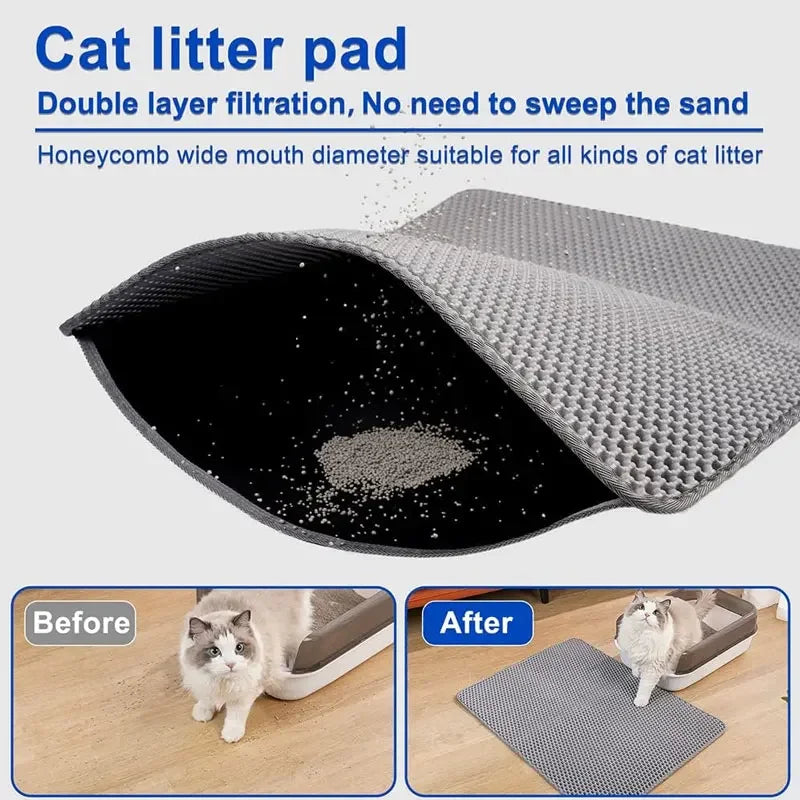 Cat Litter Mat Non Slip Big Pet Litter Box Filter Mat Double Layer Wear Resistant Waterproof Cat Litter Mat Pet Clean Supplies CB DROPSHIPPING